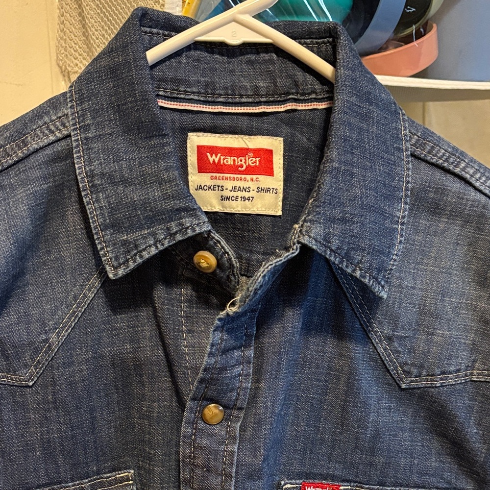 Wrangler Blue Denim Button-Up Shirt